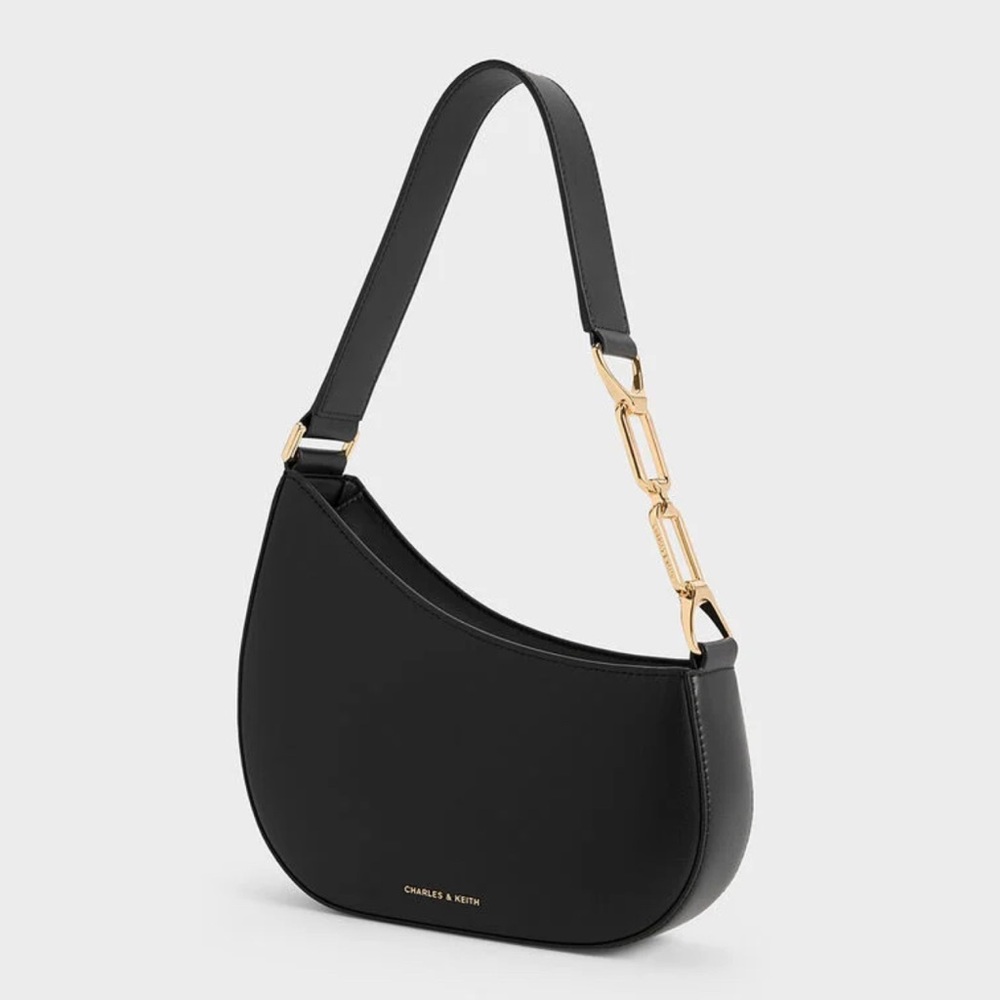 Charles & Keith Black Crescent Shoulder Bag
